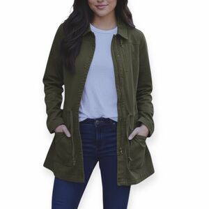LOLË Women’s Green Utility Jacket Drawstring Waist Button Front Size 8